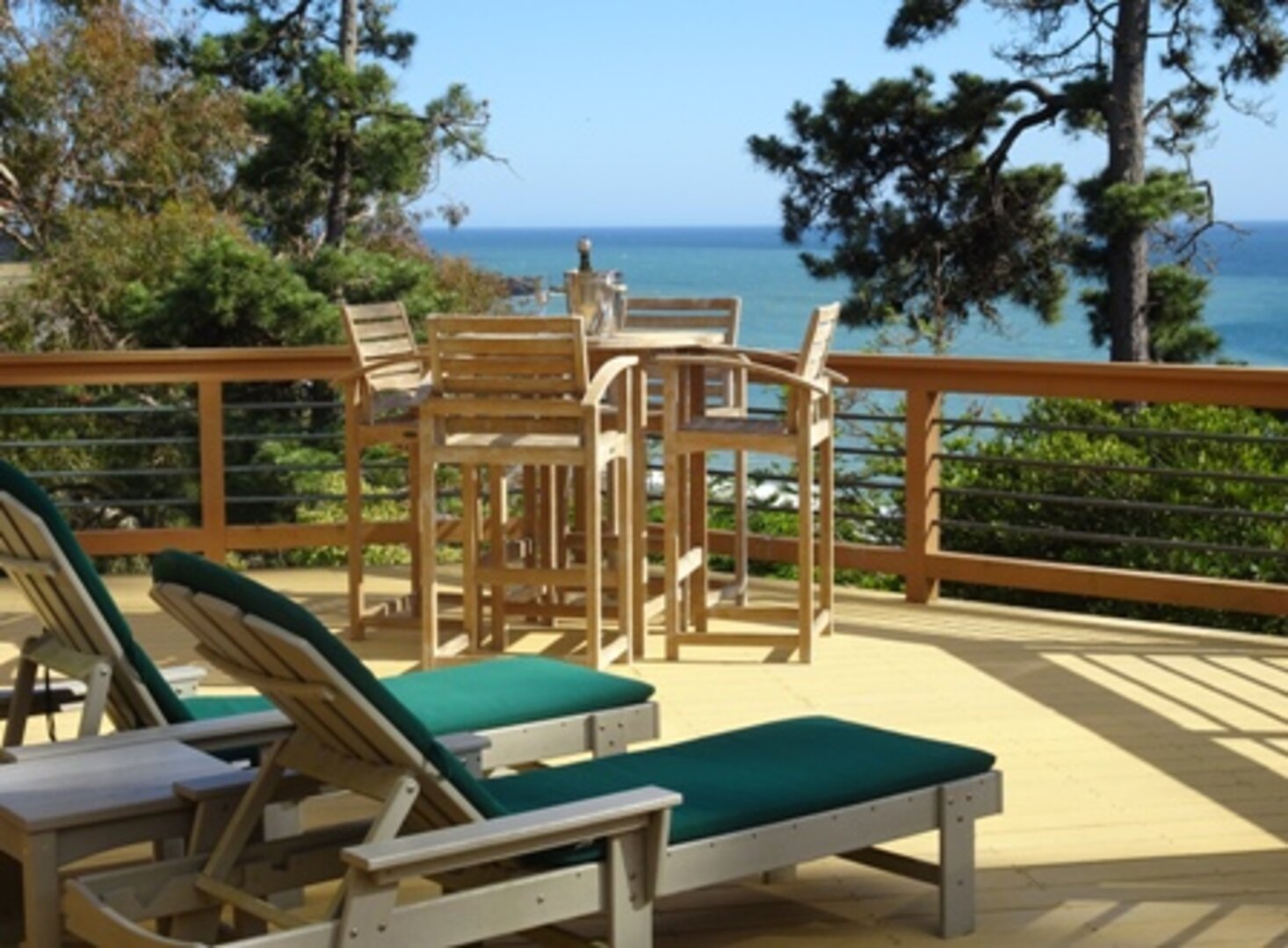 The deck off of the master bedroom and living room